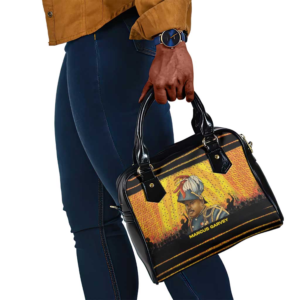 Marcus Garvey Shoulder Handbag Yellow African Pattern Design Pan African Flag Civil Rights Movement Tribute - African Pride