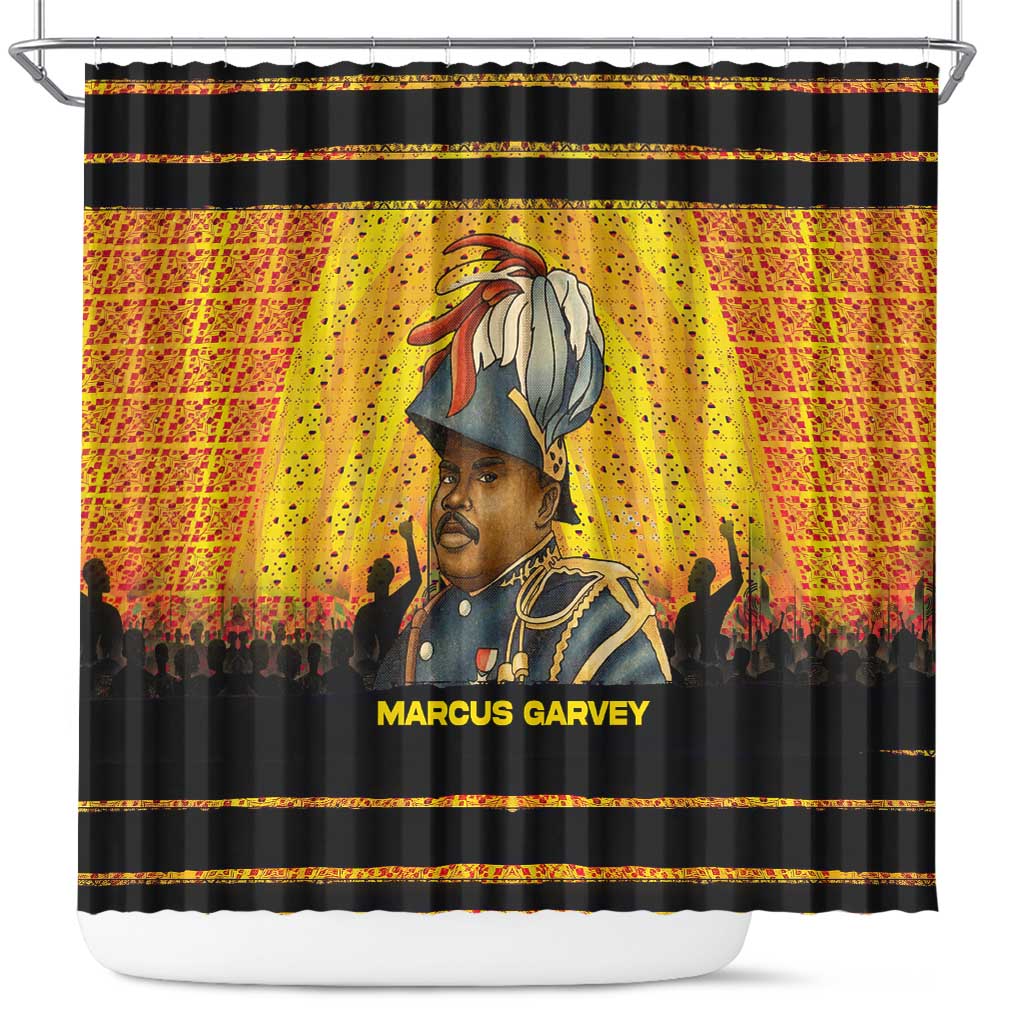 Marcus Garvey Shower Curtain Yellow African Pattern Design Pan African Flag Civil Rights Movement Tribute - African Pride