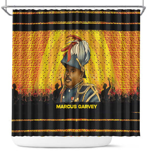 Marcus Garvey Shower Curtain Yellow African Pattern Design Pan African Flag Civil Rights Movement Tribute - African Pride