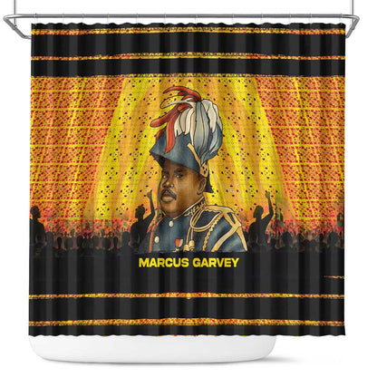 Marcus Garvey Shower Curtain Yellow African Pattern Design Pan African Flag Civil Rights Movement Tribute - African Pride
