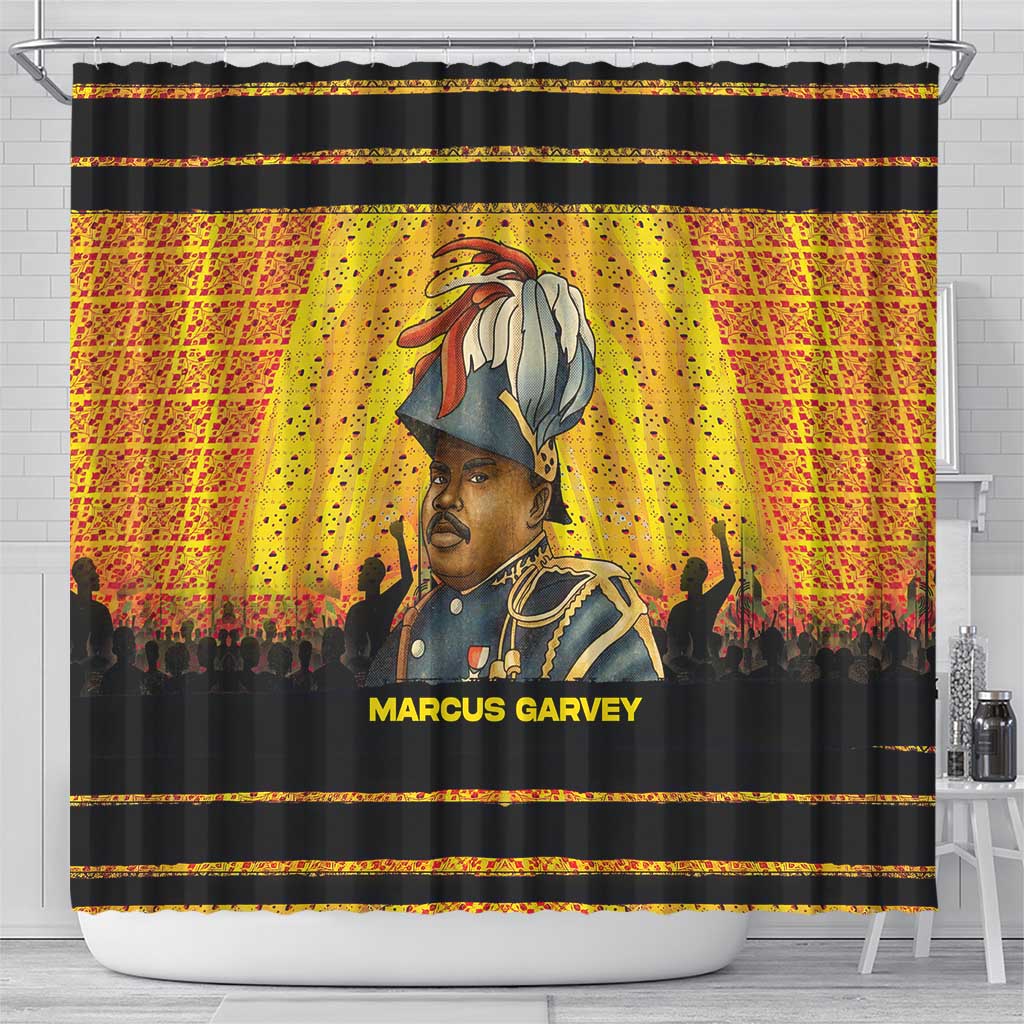 Marcus Garvey Shower Curtain Yellow African Pattern Design Pan African Flag Civil Rights Movement Tribute - African Pride