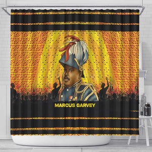 Marcus Garvey Shower Curtain Yellow African Pattern Design Pan African Flag Civil Rights Movement Tribute - African Pride