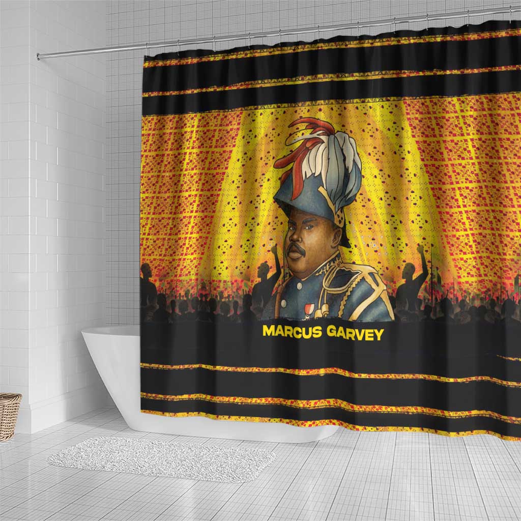 Marcus Garvey Shower Curtain Yellow African Pattern Design Pan African Flag Civil Rights Movement Tribute - African Pride