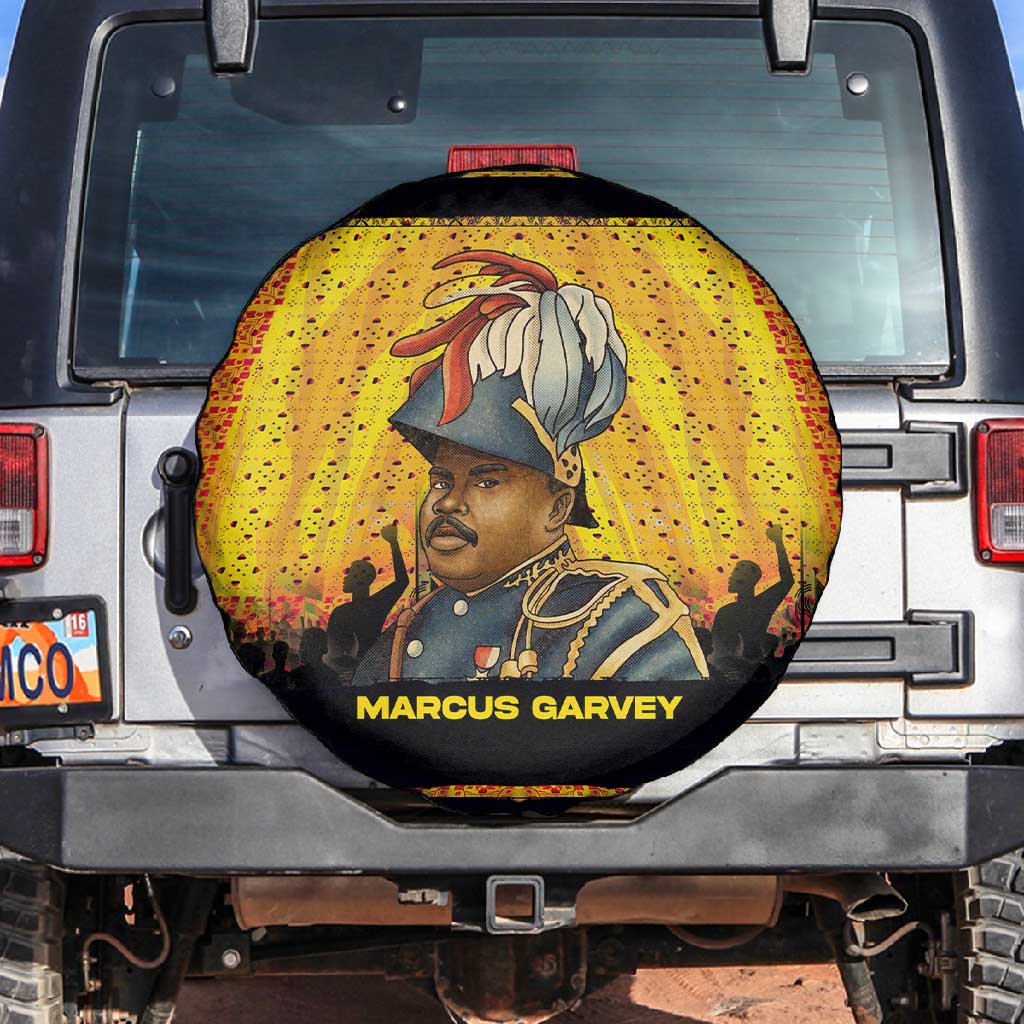 Marcus Garvey Spare Tire Cover Yellow African Pattern Design Pan African Flag Civil Rights Movement Tribute - African Pride