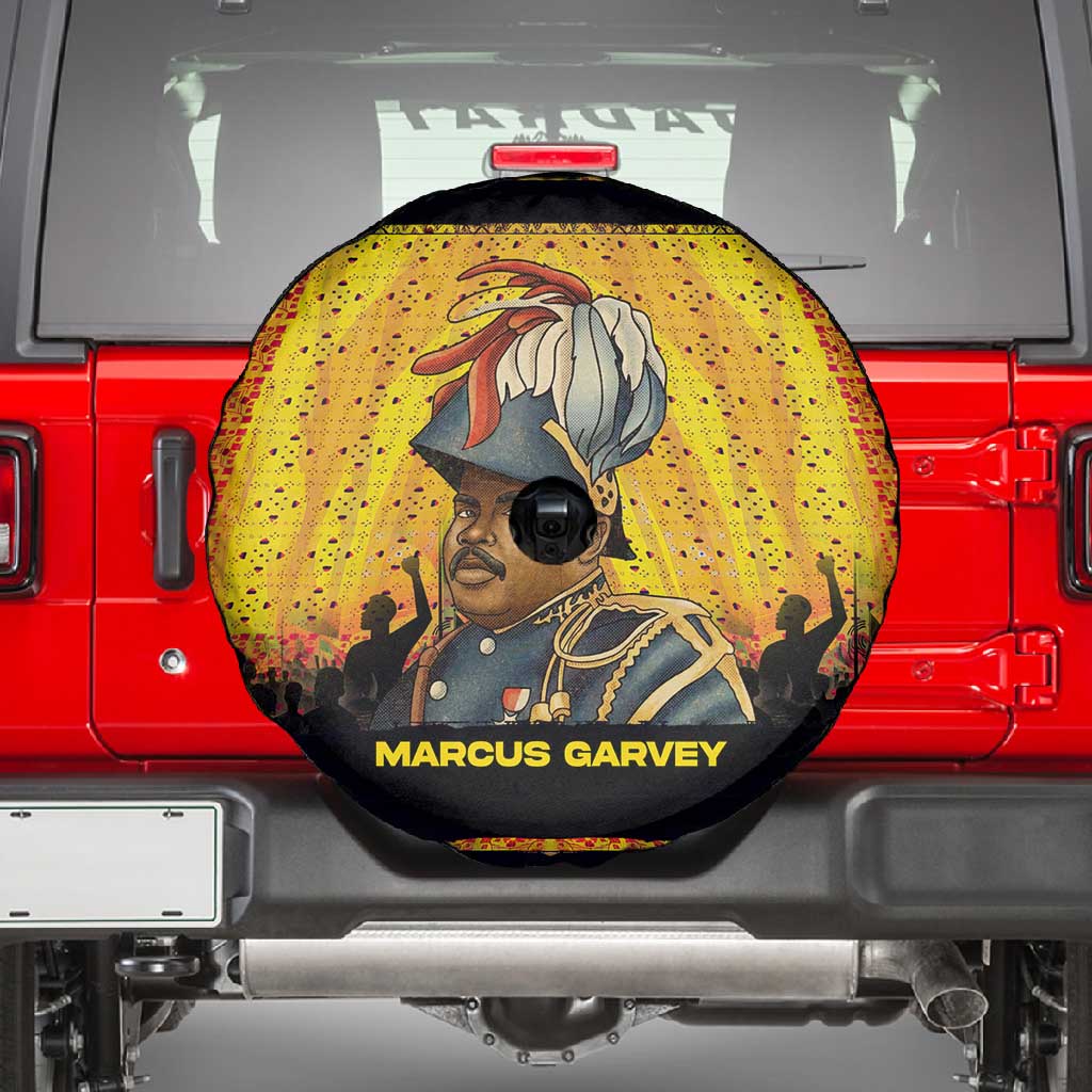 Marcus Garvey Spare Tire Cover Yellow African Pattern Design Pan African Flag Civil Rights Movement Tribute - African Pride