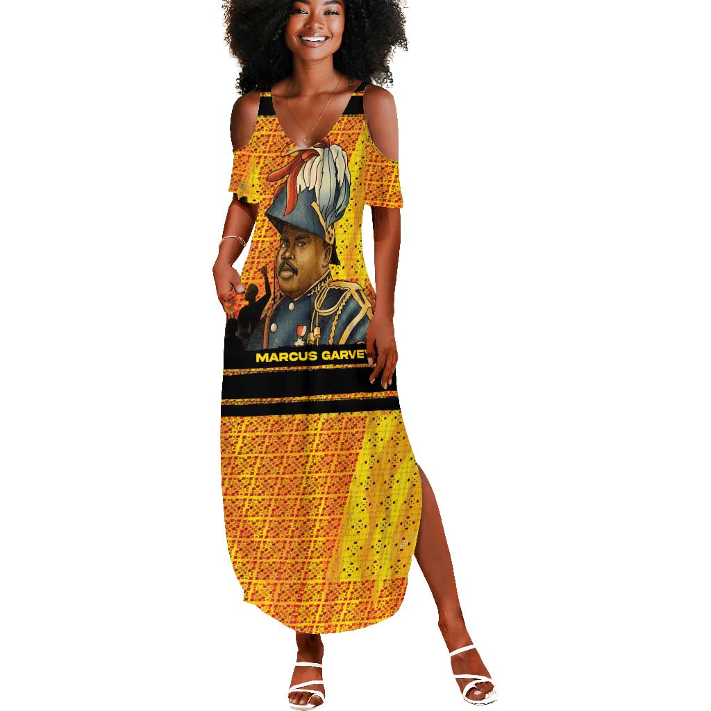 Marcus Garvey Summer Maxi Dress Yellow African Pattern Design Pan African Flag Civil Rights Movement Tribute TS04