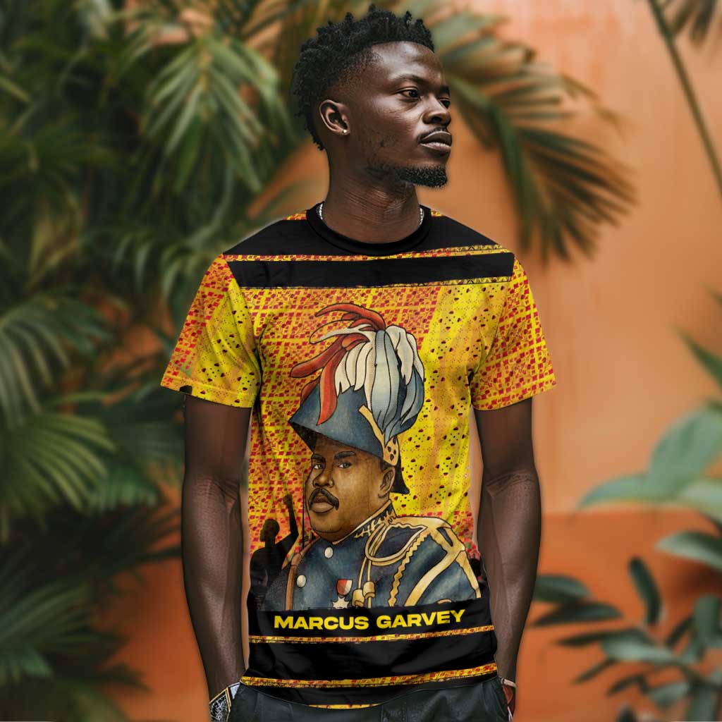 Marcus Garvey T shirt Yellow African Pattern Design Pan African Flag Civil Rights Movement Tribute TS04