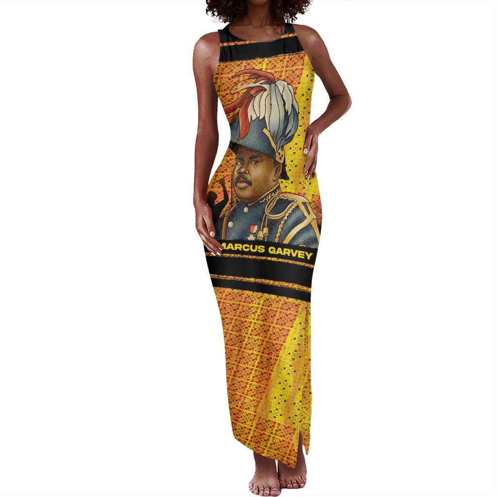 Marcus Garvey Tank Maxi Dress Yellow African Pattern Design Pan African Flag Civil Rights Movement Tribute - African Pride
