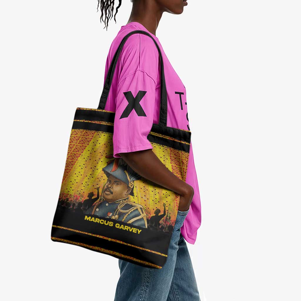 Marcus Garvey Tote Bag Yellow African Pattern Design Pan African Flag Civil Rights Movement Tribute - African Pride