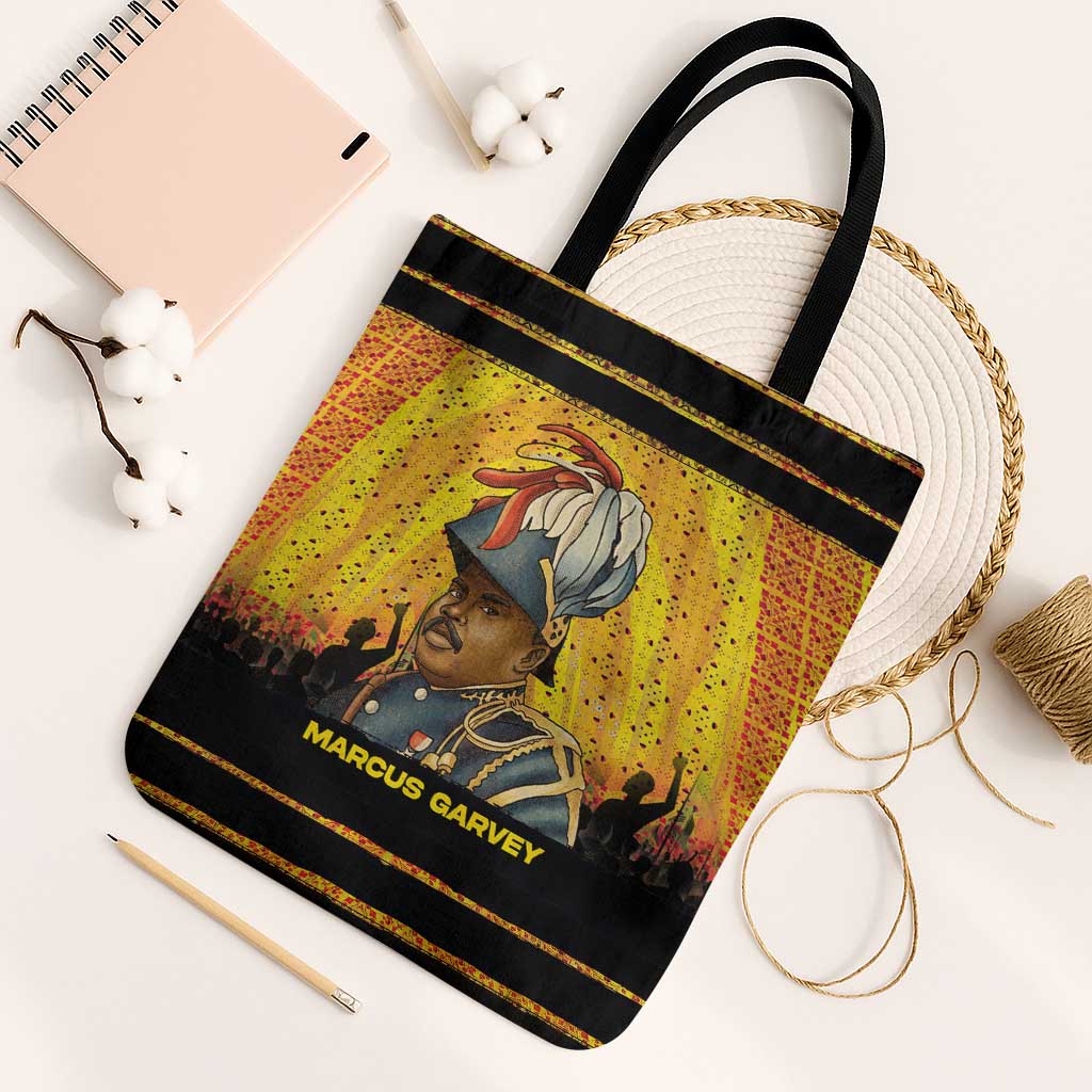 Marcus Garvey Tote Bag Yellow African Pattern Design Pan African Flag Civil Rights Movement Tribute - African Pride