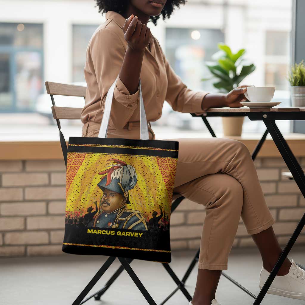 Marcus Garvey Tote Bag Yellow African Pattern Design Pan African Flag Civil Rights Movement Tribute - African Pride