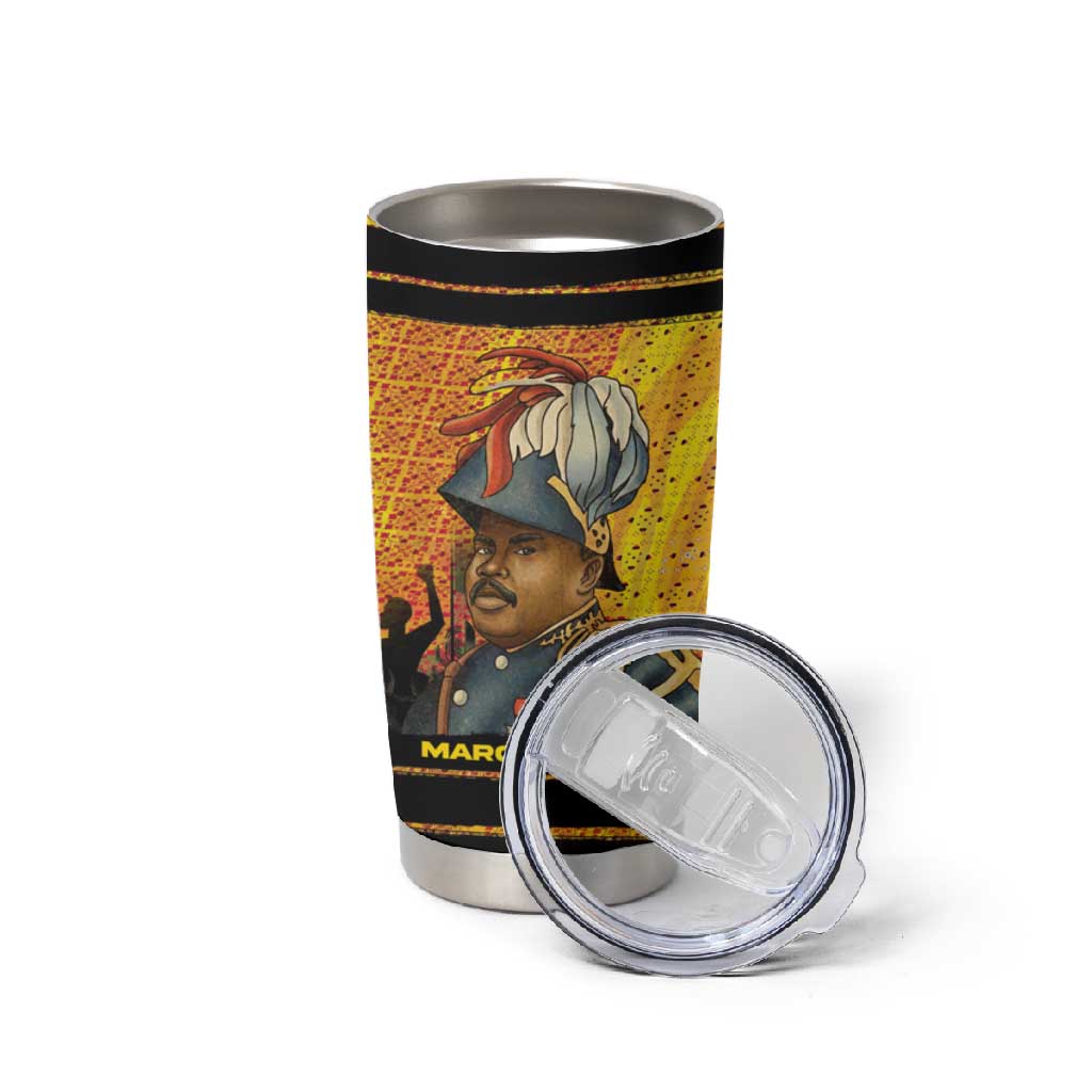 Marcus Garvey Tumbler Cup Yellow African Pattern Design Pan African Flag Civil Rights Movement Tribute - African Pride