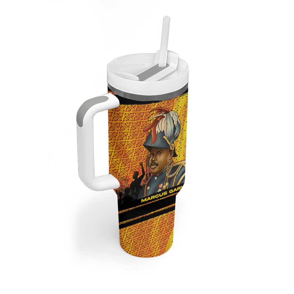Marcus Garvey Tumbler With Handle Yellow African Pattern Design Pan African Flag Civil Rights Movement Tribute - African Pride
