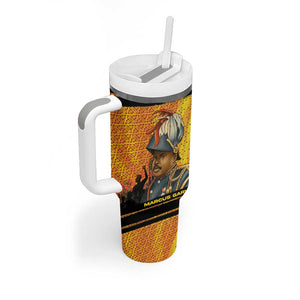 Marcus Garvey Tumbler With Handle Yellow African Pattern Design Pan African Flag Civil Rights Movement Tribute - African Pride