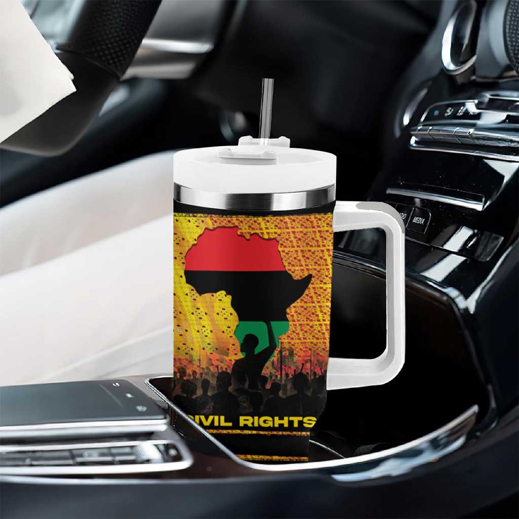 Marcus Garvey Tumbler With Handle Yellow African Pattern Design Pan African Flag Civil Rights Movement Tribute - African Pride