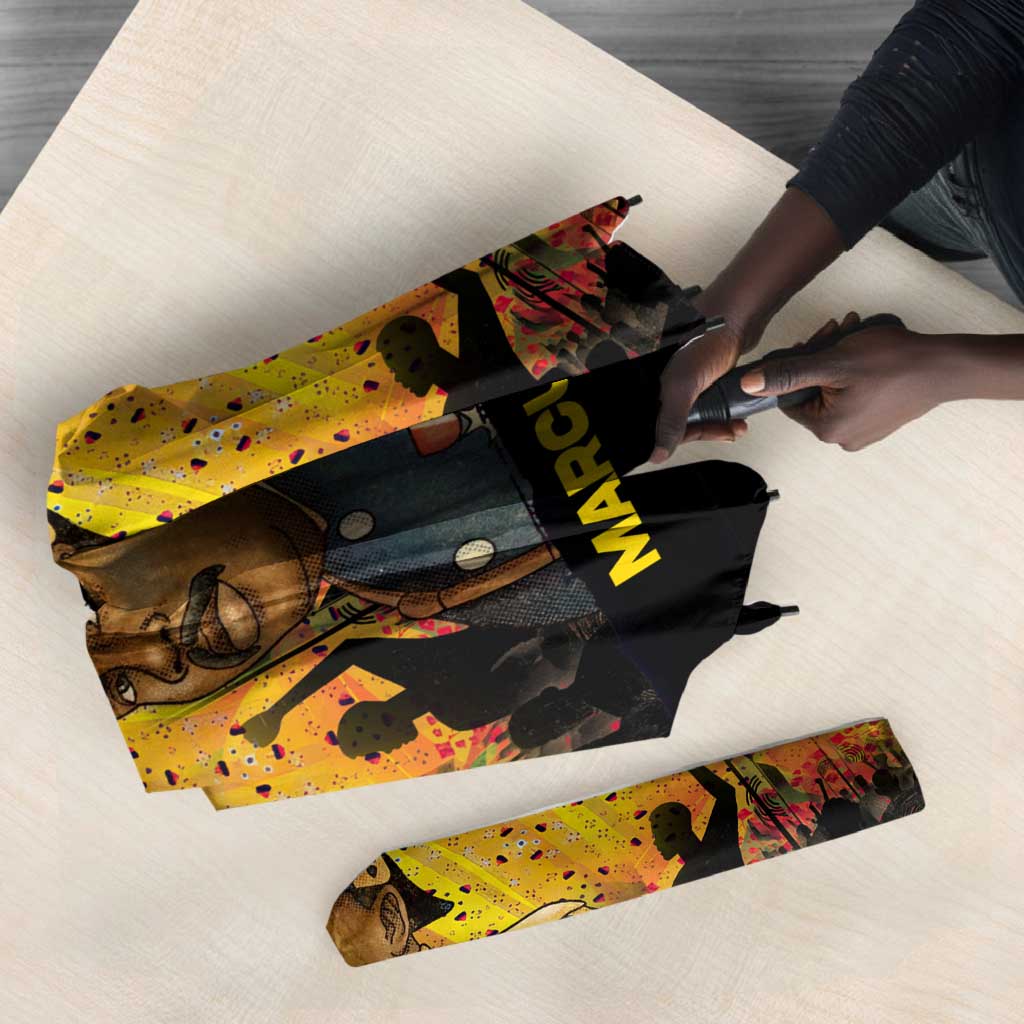 Marcus Garvey Umbrella Yellow African Pattern Design Pan African Flag Civil Rights Movement Tribute - African Pride