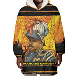 Marcus Garvey Wearable Blanket Hoodie Yellow African Pattern Design Pan African Flag Civil Rights Movement Tribute - African Pride