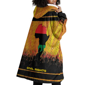Marcus Garvey Wearable Blanket Hoodie Yellow African Pattern Design Pan African Flag Civil Rights Movement Tribute - African Pride