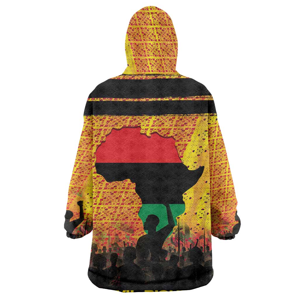 Marcus Garvey Wearable Blanket Hoodie Yellow African Pattern Design Pan African Flag Civil Rights Movement Tribute - African Pride