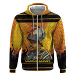 Marcus Garvey Zip Hoodie Yellow African Pattern Design Pan African Flag Civil Rights Movement Tribute - African Pride