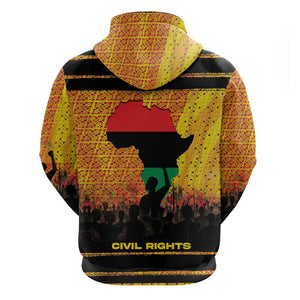 Marcus Garvey Zip Hoodie Yellow African Pattern Design Pan African Flag Civil Rights Movement Tribute - African Pride