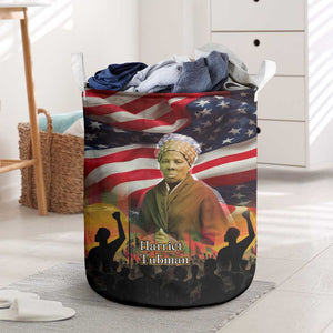 Harriet Tubman Laundry Basket American Flag Background Underground Railroad Quote Powerful Civil Rights - African Pride