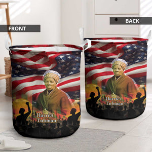 Harriet Tubman Laundry Basket American Flag Background Underground Railroad Quote Powerful Civil Rights - African Pride