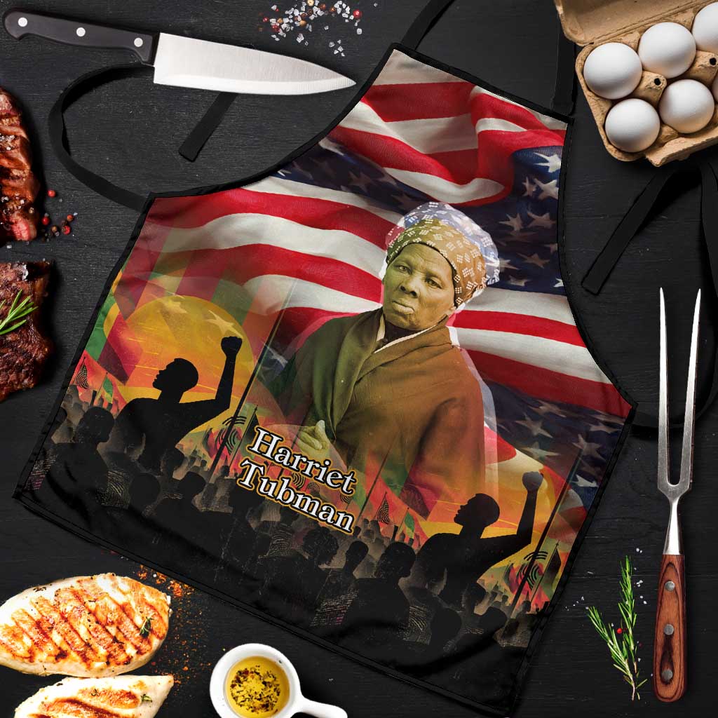 Harriet Tubman Apron American Flag Background Underground Railroad Quote Powerful Civil Rights - African Pride