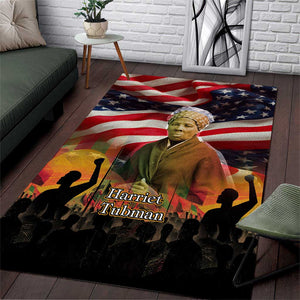 Harriet Tubman Area Rug American Flag Background Underground Railroad Quote Powerful Civil Rights - African Pride