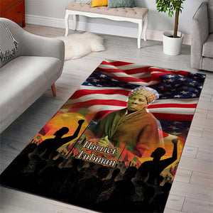 Harriet Tubman Area Rug American Flag Background Underground Railroad Quote Powerful Civil Rights - African Pride
