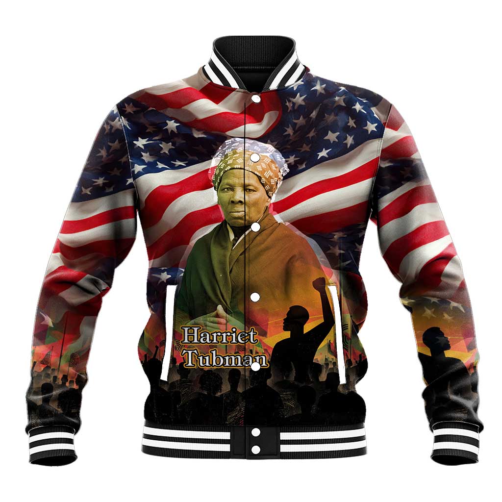 Harriet Tubman Baseball Jacket American Flag Background Underground Railroad Quote Powerful Civil Rights - African Pride