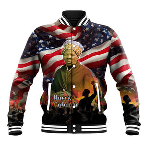 Harriet Tubman Baseball Jacket American Flag Background Underground Railroad Quote Powerful Civil Rights - African Pride