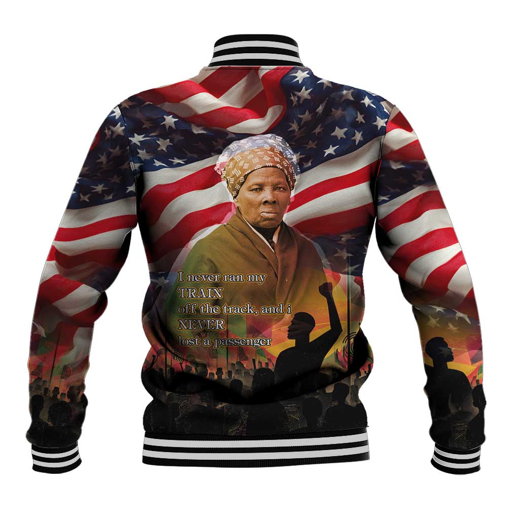 Harriet Tubman Baseball Jacket American Flag Background Underground Railroad Quote Powerful Civil Rights - African Pride