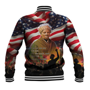 Harriet Tubman Baseball Jacket American Flag Background Underground Railroad Quote Powerful Civil Rights - African Pride