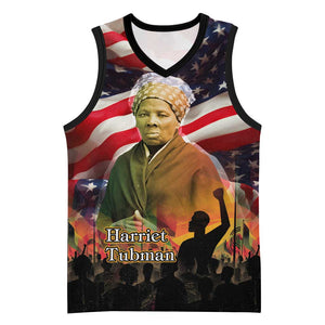 Harriet Tubman Basketball Jersey American Flag Background Underground Railroad Quote Powerful Civil Rights - African Pride