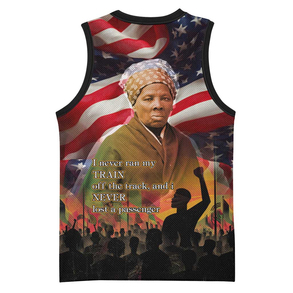 Harriet Tubman Basketball Jersey American Flag Background Underground Railroad Quote Powerful Civil Rights - African Pride