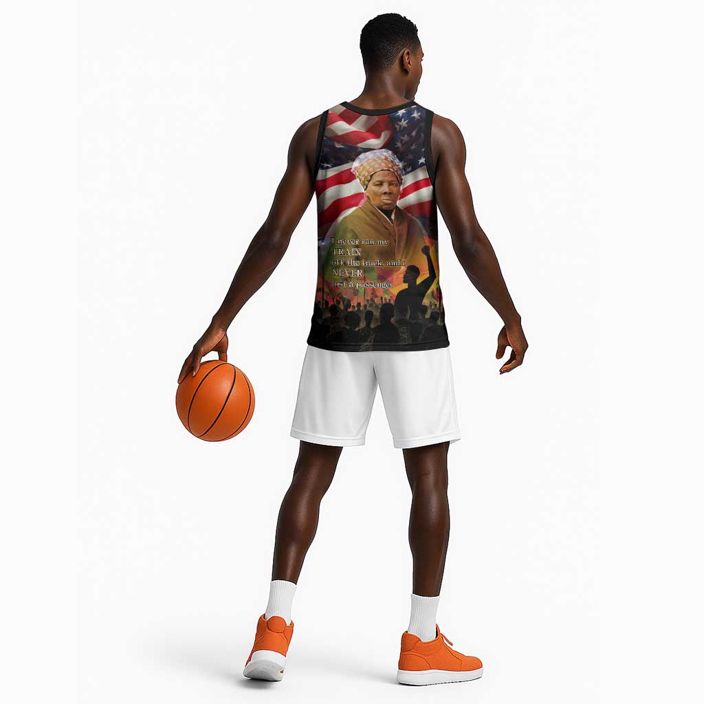 Harriet Tubman Basketball Jersey American Flag Background Underground Railroad Quote Powerful Civil Rights - African Pride