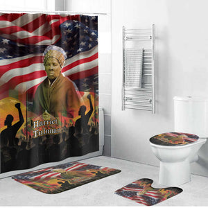 Harriet Tubman Bathroom Set American Flag Background Underground Railroad Quote Powerful Civil Rights - African Pride