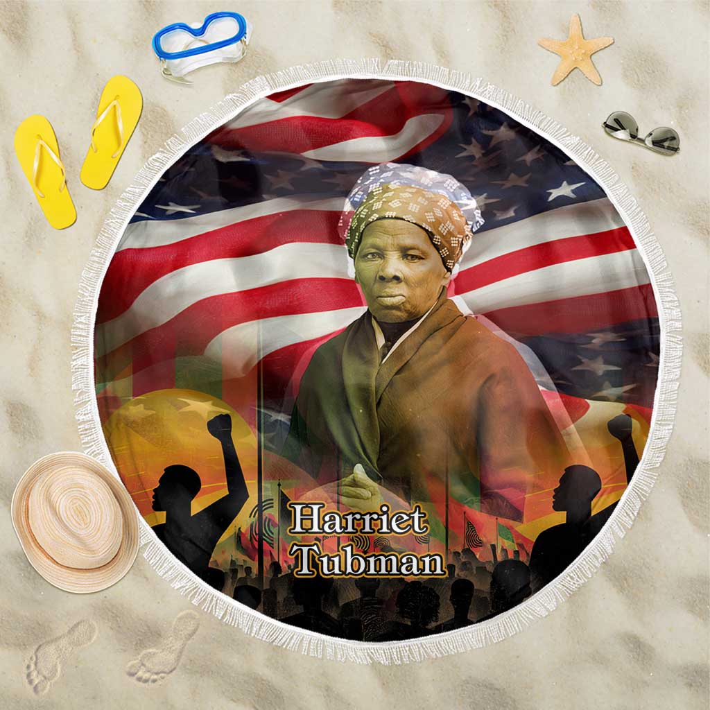 Harriet Tubman Beach Blanket American Flag Background Underground Railroad Quote Powerful Civil Rights - African Pride