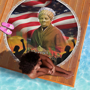 Harriet Tubman Beach Blanket American Flag Background Underground Railroad Quote Powerful Civil Rights - African Pride