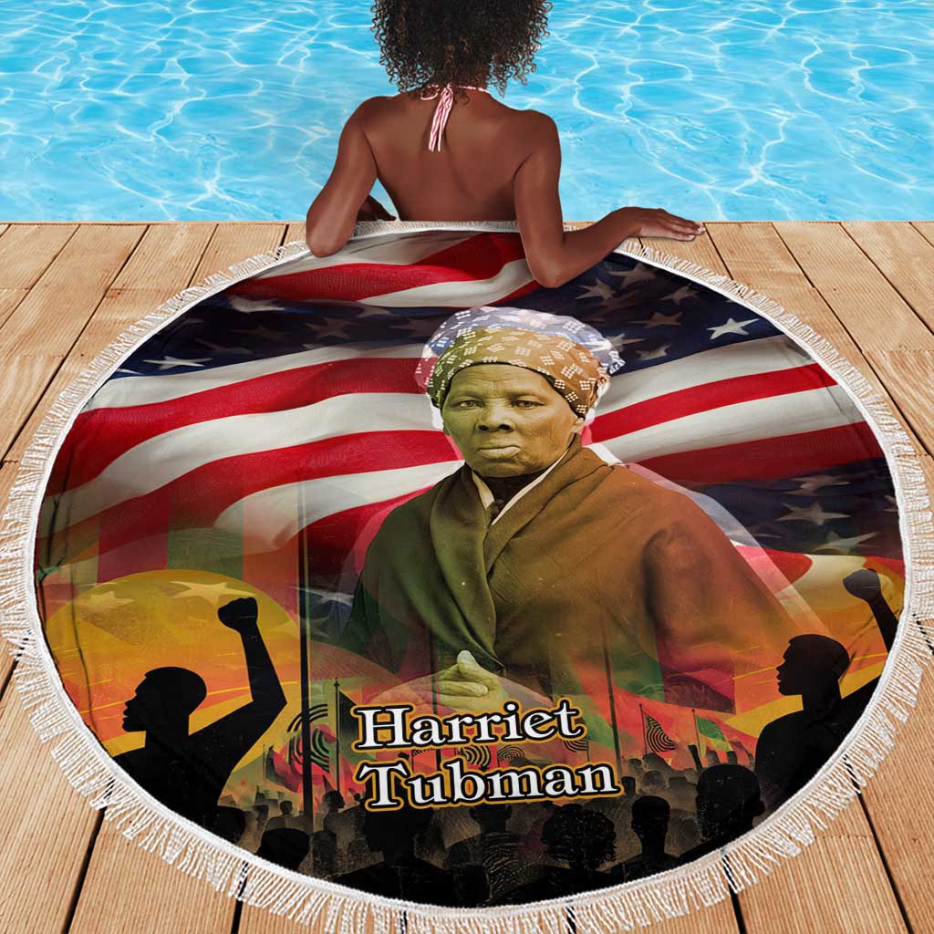 Harriet Tubman Beach Blanket American Flag Background Underground Railroad Quote Powerful Civil Rights - African Pride