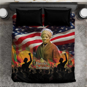 Harriet Tubman Bedding Set American Flag Background Underground Railroad Quote Powerful Civil Rights - African Pride