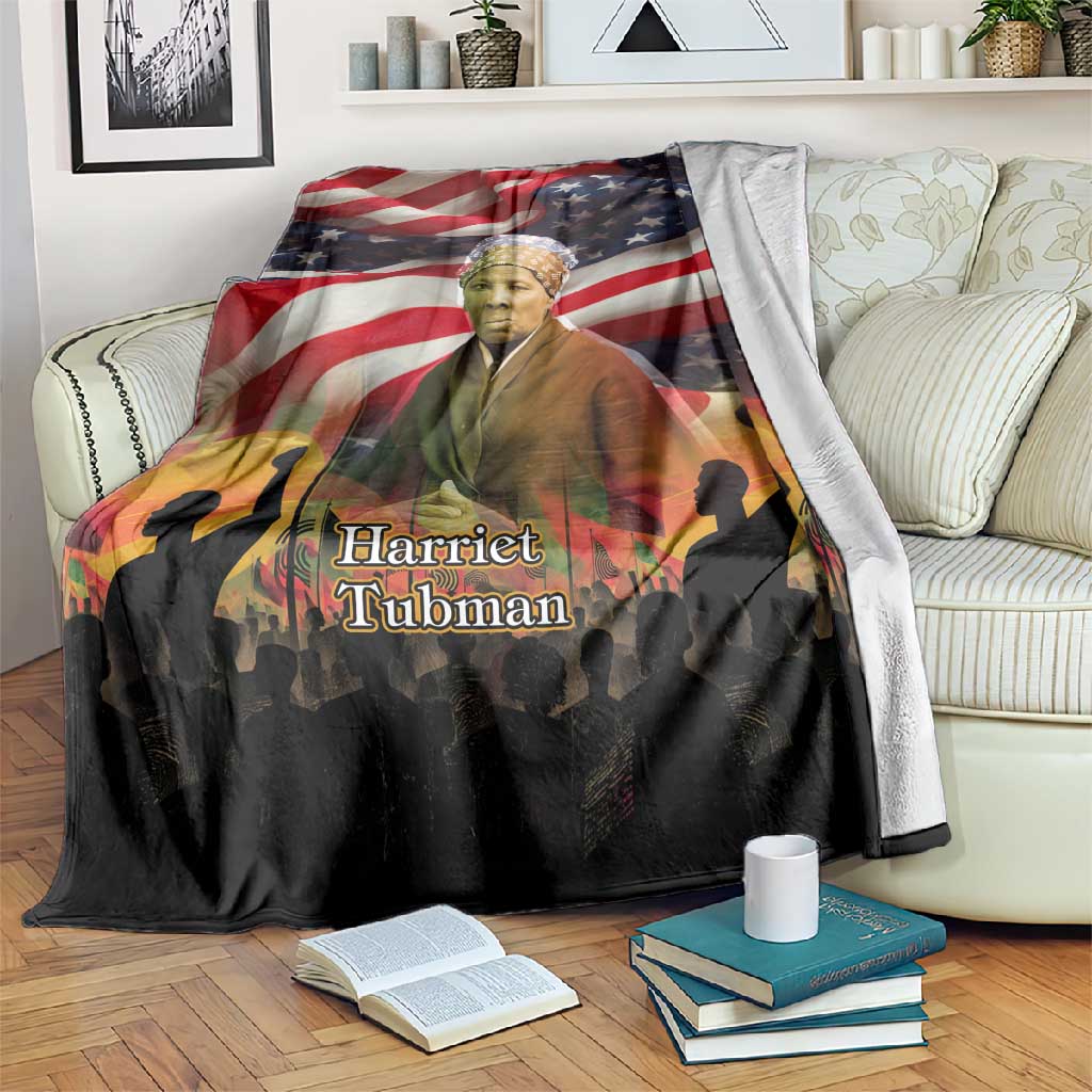 Harriet Tubman Blanket American Flag Background Underground Railroad Quote Powerful Civil Rights - African Pride