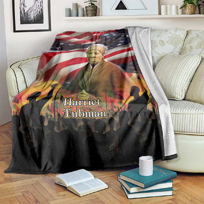 Harriet Tubman Blanket American Flag Background Underground Railroad Quote Powerful Civil Rights - African Pride