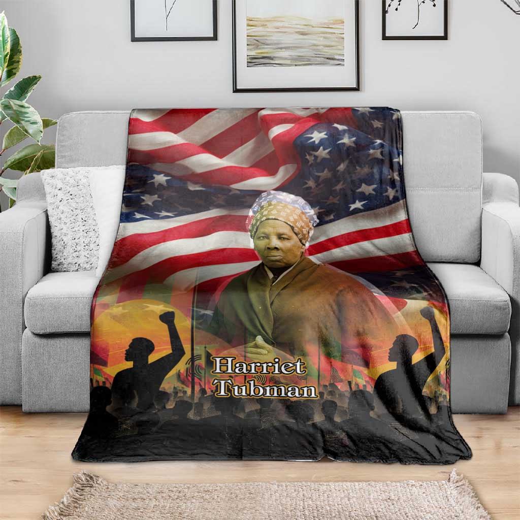 Harriet Tubman Blanket American Flag Background Underground Railroad Quote Powerful Civil Rights - African Pride