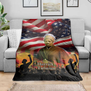 Harriet Tubman Blanket American Flag Background Underground Railroad Quote Powerful Civil Rights - African Pride