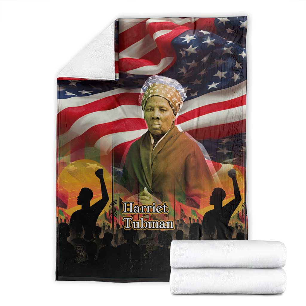 Harriet Tubman Blanket American Flag Background Underground Railroad Quote Powerful Civil Rights - African Pride