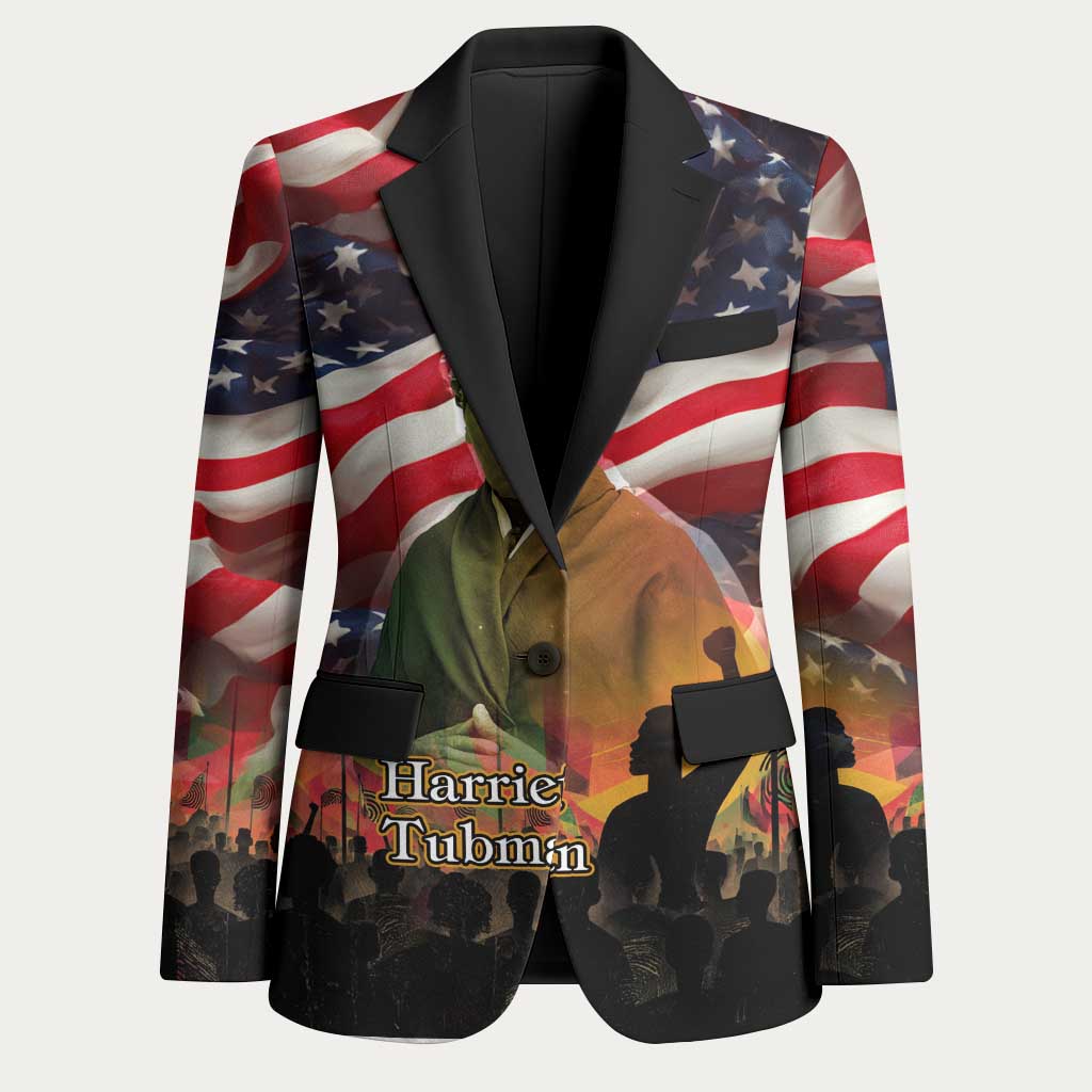 Harriet Tubman Blazer American Flag Background Underground Railroad Quote Powerful Civil Rights - African Pride
