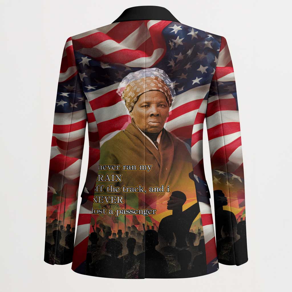 Harriet Tubman Blazer American Flag Background Underground Railroad Quote Powerful Civil Rights - African Pride