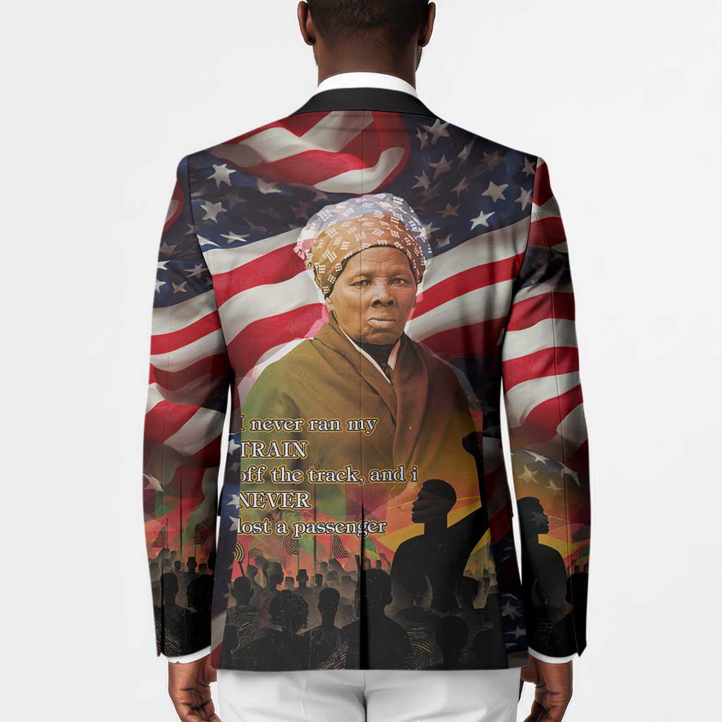 Harriet Tubman Blazer American Flag Background Underground Railroad Quote Powerful Civil Rights - African Pride